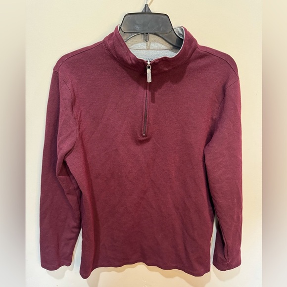 Mizzen &‎ Main Men's Pro Flex Quarter 1/4 Zip Burgundy Heather, Medium - Picture 2 of 8